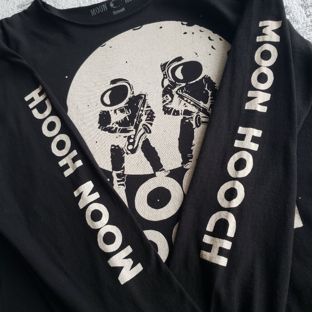 Black Moon Hooch Long Sleeve Band Shirt Full Moon + Astronauts
